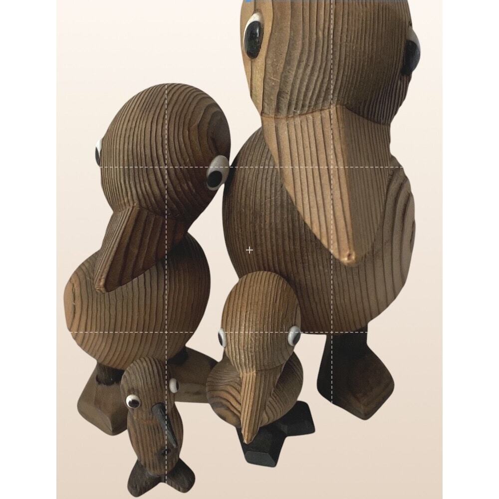 Vintage Otagiri Japan Wood Duck Family Set MCM Danish Style 4pc